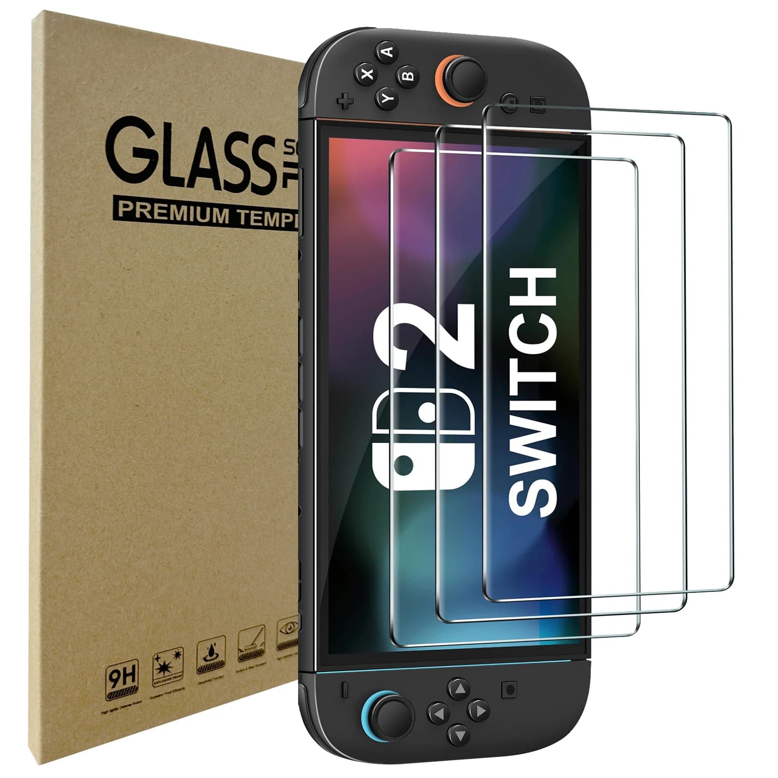 Screen Protector Tempered Glass for Switch Nintendo 2 Model 2025，Transparent HD Clear Anti-Scratch Screen Protector Accessories