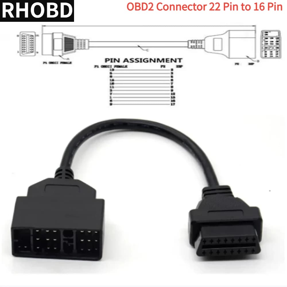 NEW OBD2 Diagnostic Connector 22 Pin to 16 Pin For Toyota 22PIN OBDII Cable Adapter Transfer For Toyota 22Pin to OBD2 16Pin Tool