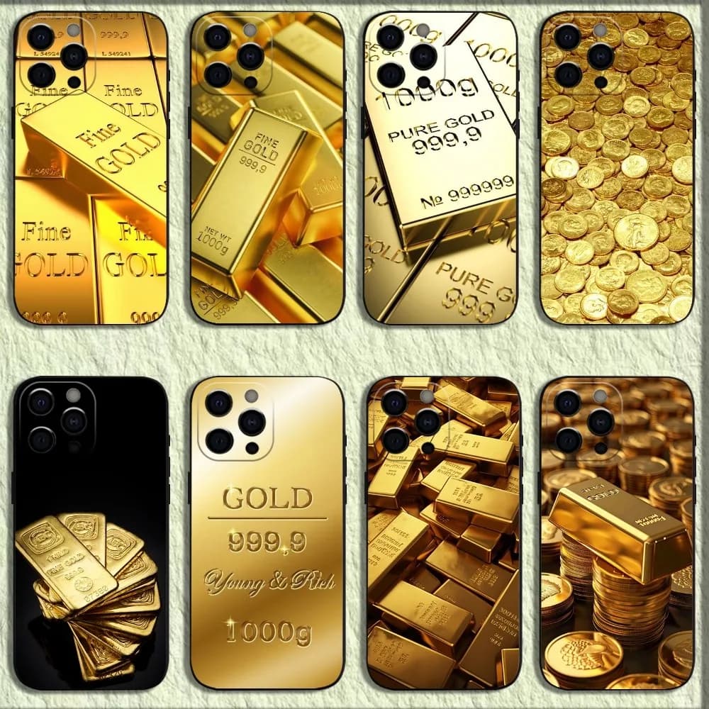 Money Gold Cash Art  Phone Case For iPhone 16,15,14,13,12,11,Pro,X,XS,Max,XR,Plus,Mini Soft Black Cover