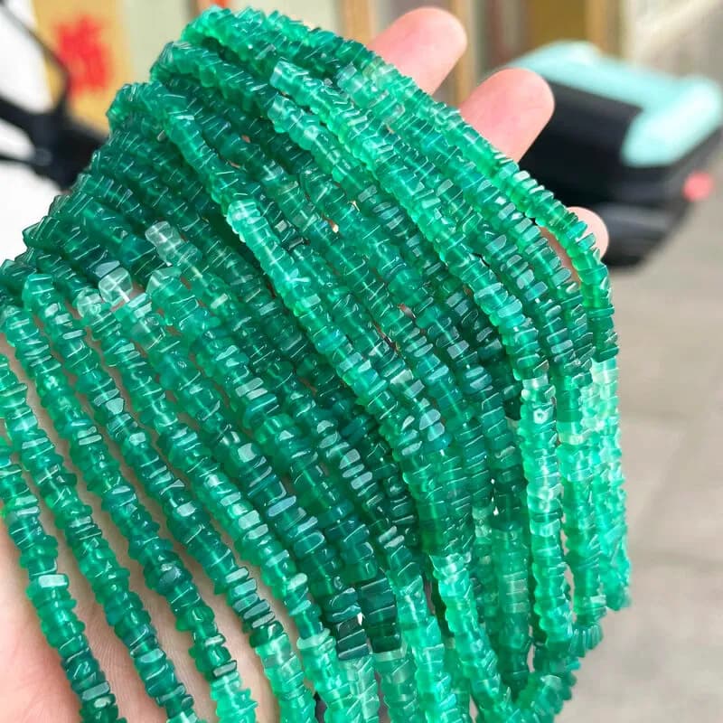 gradient green AGATE square roundelle 4-5mm for DIY jewelry making  38cm