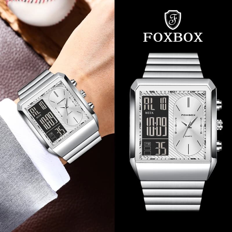 LIGE 2024 New Luxury Mens Watch Square Fashion Quartz Watches Men Digital Sport Waterproof Luminous Date Wristwatch Reloj Hombre