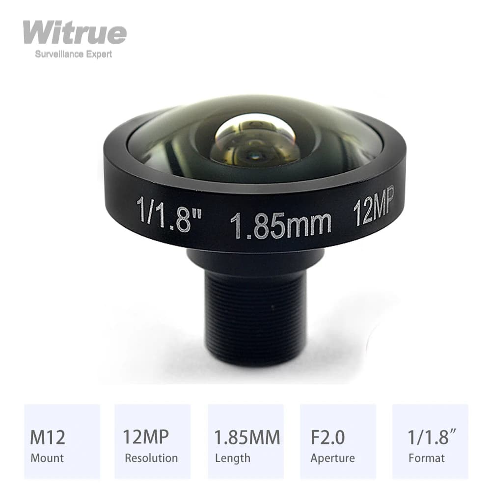 HD 4K 12MP Fisheye Lens 1.85MM 185 Degree M12 1/1.8" F2.0 with 650nm IR filter For SJCAM Xiaomi Yi Gopro Eken Action Cameras
