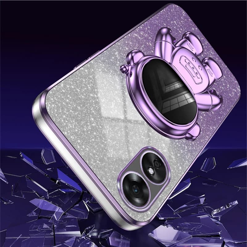New Glitter Transparent Case For OPPO A78 A94 A95 Reno 7 5G A17 A57 5G A77 A77S A58 A54S A16 A53 A16S Astronaut Plating Cover