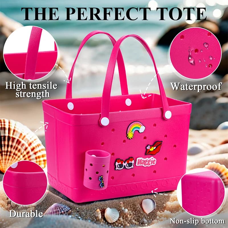 Large Beach Bag Summer EVA Beach Basket Women Picnic Tote Bag Holes Waterproof Handbag Pouch Shopping Shoulder Bag