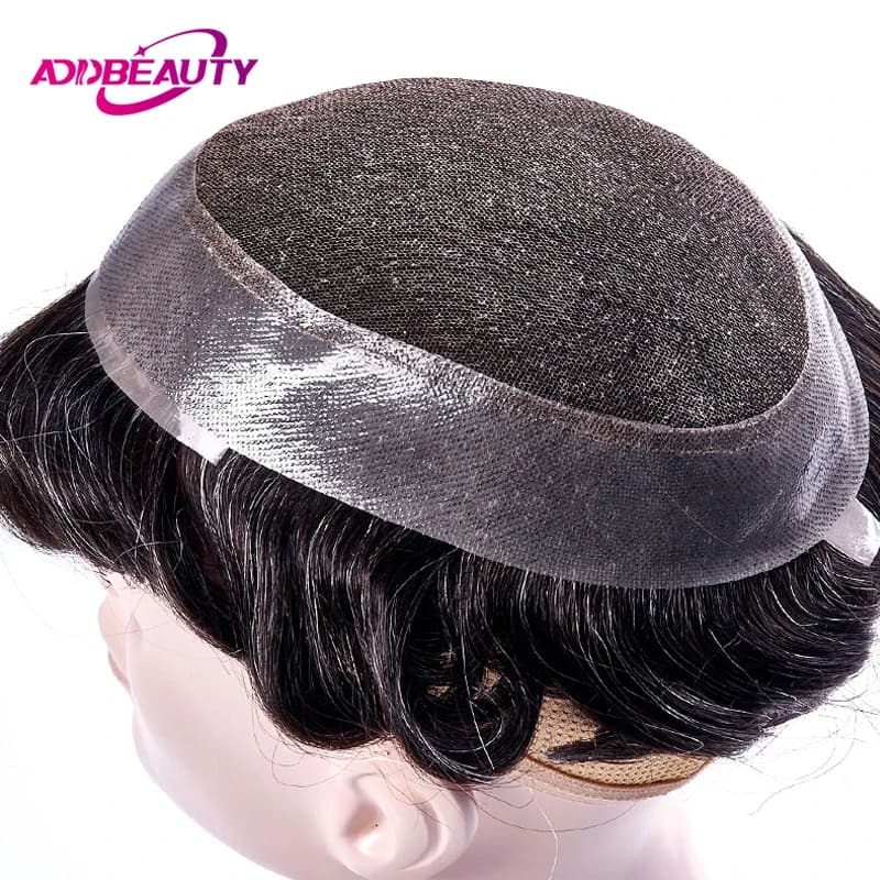 Australia Men Toupee Capillary Swiss Lace PU Indian Human Hair Wigs Breathable Men's Capillary Prothesis Natural Hair System