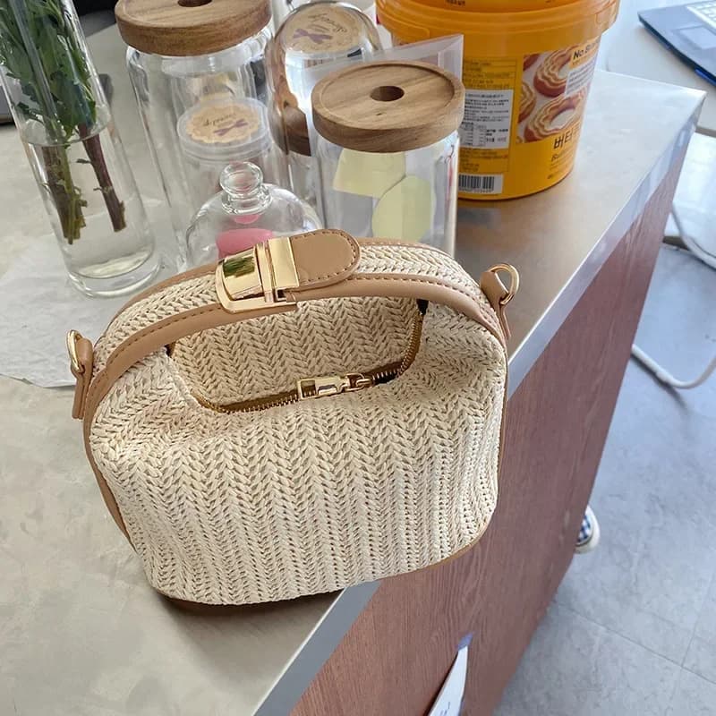 Straw Crossbody Bag For Women New Bohemian Small Knitting Summer Purse And Handbag Vacational Bucket Beach Bags