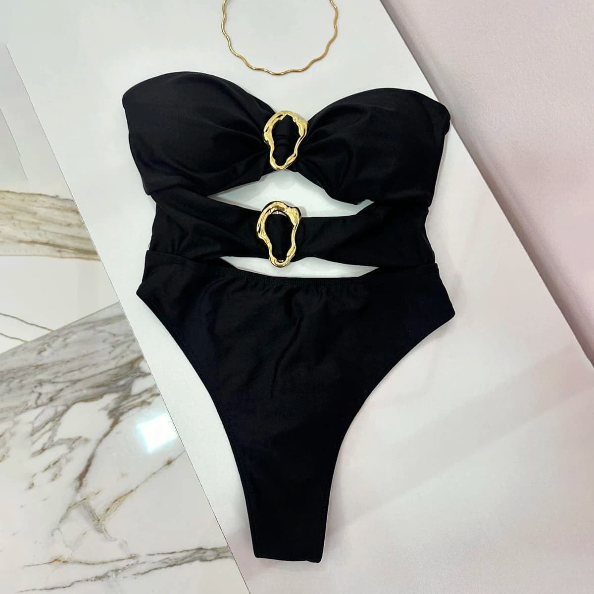 Sexy Women One Piece Swimsuit Female Swimwear 2024 Bandeau Monokini High Waist Swimming Suit Bathing Suit Brazilian ShinyBiquini