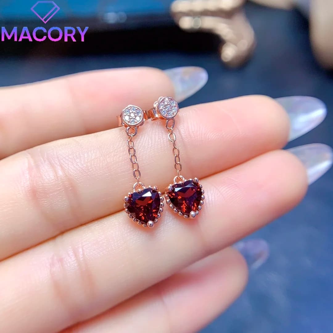 Natural Garnet Earrings Silver 925 designer luxury brand reproduction women free shipping jewelry gemstone earrings.