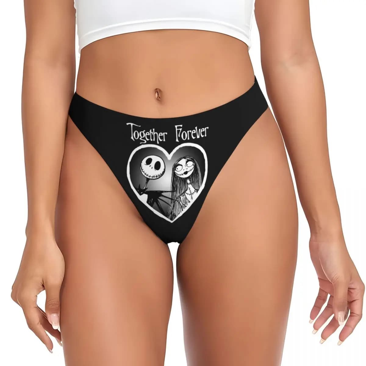 Custom Womens Jack Together Forever Halloween G-string Thongs Female Comfort The Nightmare Before Christmas Panties Underwear