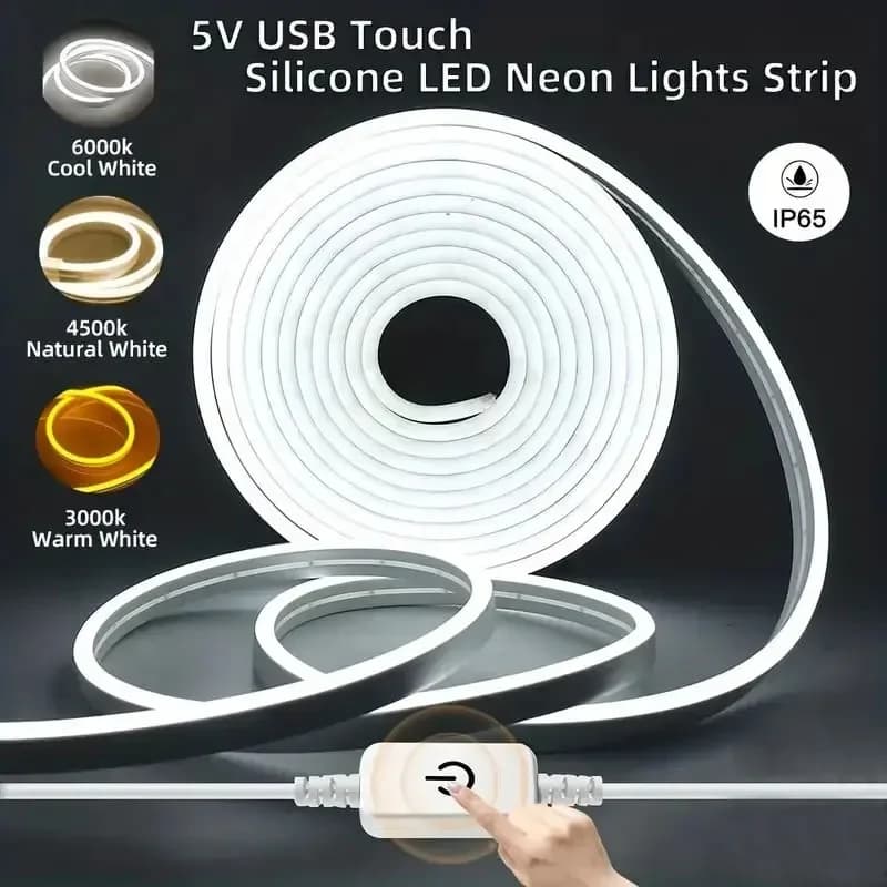 Neon Sign LED Light Strip Touch Sensor DC5V USB Dimmable Silicone Neon Lamp Waterproof Flexible Tape Bedroom DIY Backlight Decor