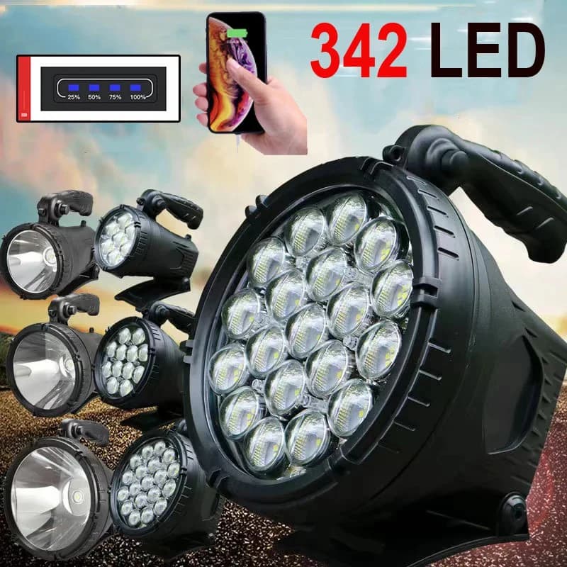 D2 Strong Searchlight High-power LED Portable P50/70/90 Spotlight Flashlight Outdoor Night Fishing Patrol Warning Working Lights