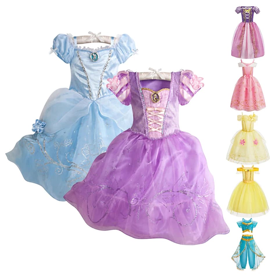 Little Girls Rapunzel Cinderella Clothing Kids Princess Cosplay Dresses Children Party Christmas Carnival Luxury Dress Up