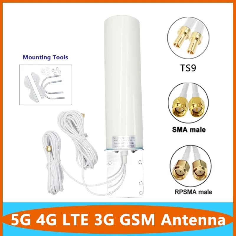 2*2pcs Dual Cable 5G 4G LTE 3G GSM Omni WiFi Aerial 600~4900Mhz IP67 Outdoor Waterproof AP Amplifier Antenna With TS9 SMA RPSMA