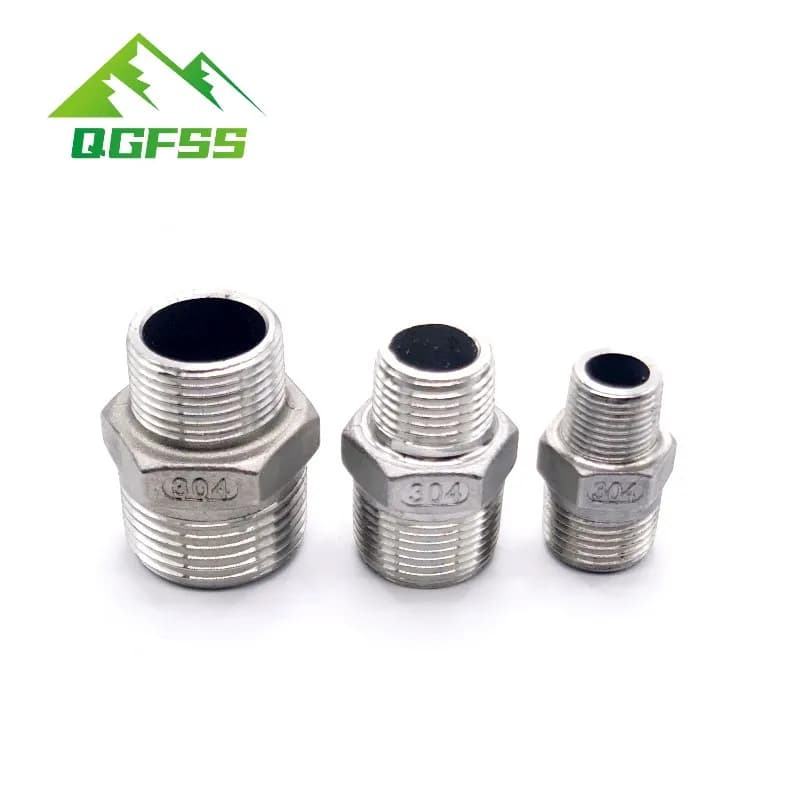 Hex Nipple Union 304 Stainless Steel Pipe Fitting Connector Coupler water oil 1/8" 3/8" 1/2" 1" 1-1/2" BSP Male to Male Thread