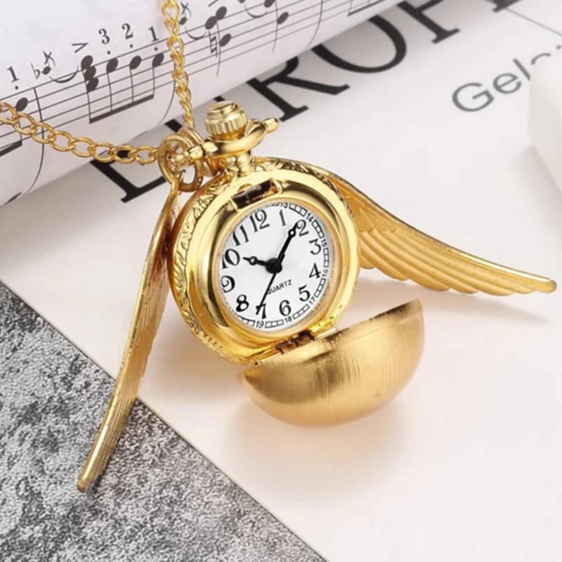 large small Golden Snitch spherical quartz pocket watch fashion sweater angel wing necklace pendant men and women pocket watch