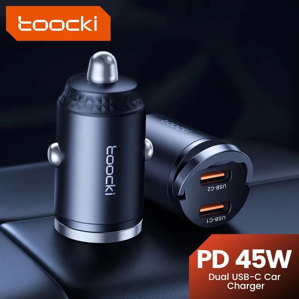 Toocki Mini PD 45W Car Charger Pull Ring Fast Charging USB C Phone Charger Adapter For iPhone 14 13 Pro Xiaomi Samsung Huawei