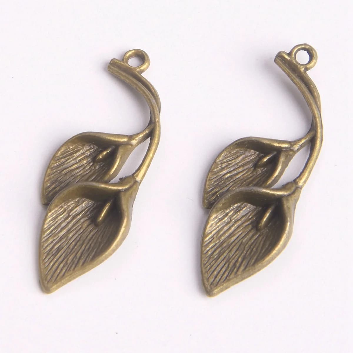 10pcs Flower Bud Shape 38x13mm Antique Bronze Metal Charms Pendant For Jewelry Making DIY Crafts Findings