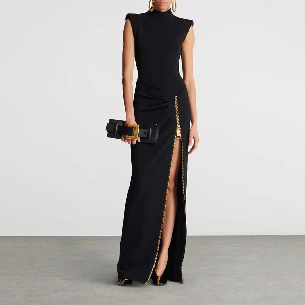 Modern Black Women's Evening Gown Mermaid Formal Party Dress Floor Length Saudi Dress Sleeveless Prom Dress