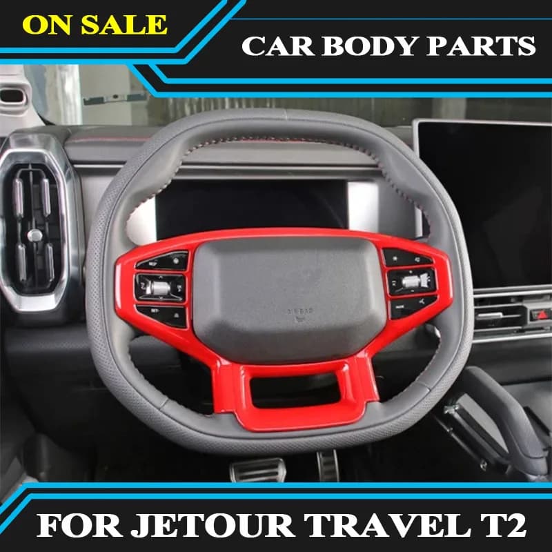 Automotive parts ABS internal steering wheel decorative panel cover fit for JETOUR Traveler T2 steering wheel panel sticker