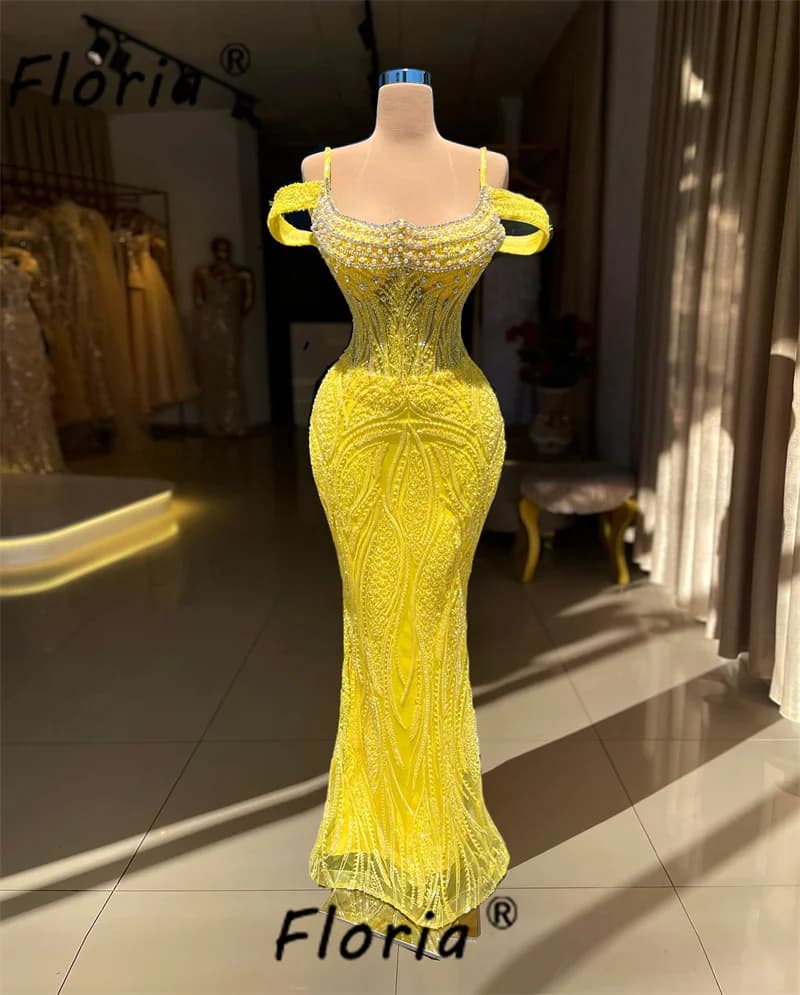 Bright Yellow Young Girls Beaded Mermaid Cocktail Dress Sexy Crystal Corset Boning Mermaid Prom Party Dress vestidos de fiesta