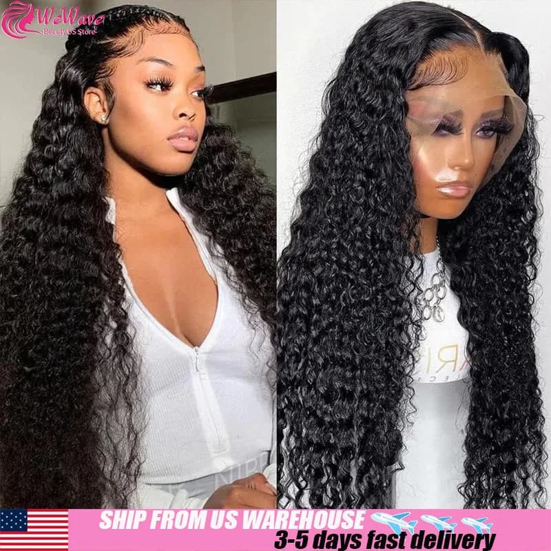 Curly Human Hair Wigs Hd Lace Wigs Water Wave 13x6 Human Hair 1B Black Wig Brazilian Wigs Original Loose Deep Wave Wig