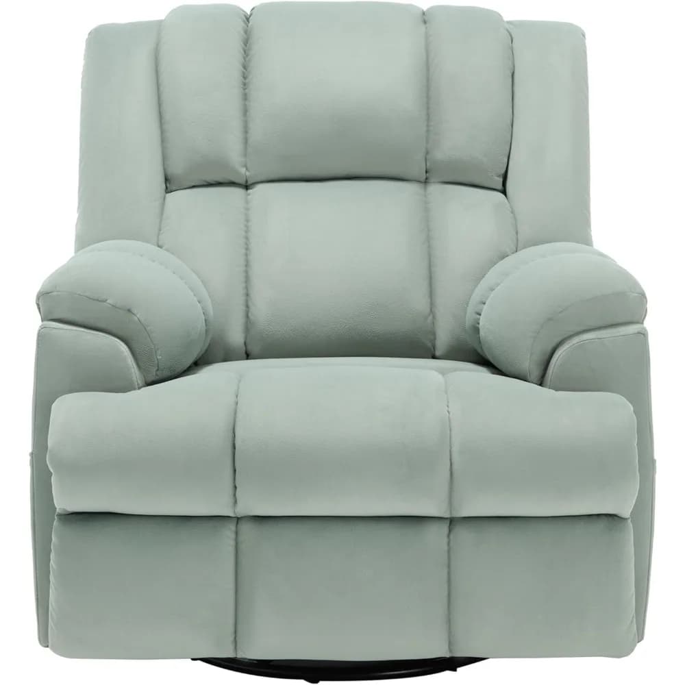 Living Room Chairs, Comfortable Overstuffed Cushion, Tech Fleece Fabric, Single Sofa, Large Manual Swivel Rocker Recliner Chair