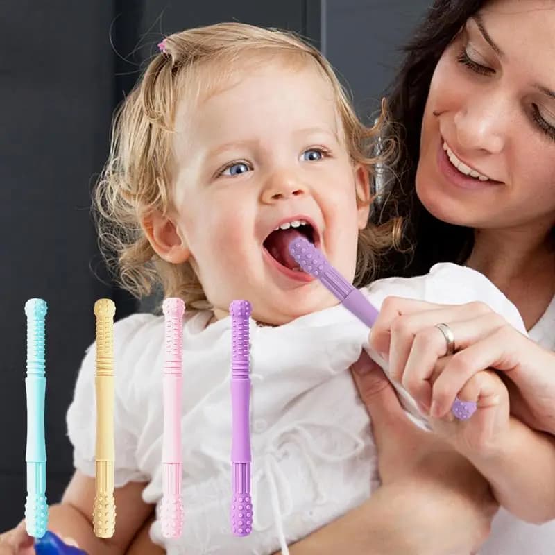 1Pcs Baby Teething Tube Teether Toy Infants Soother Nursing BPA Free Baby Teeth Sensory Chew Molar Stick Avoid Eat Finger Toy