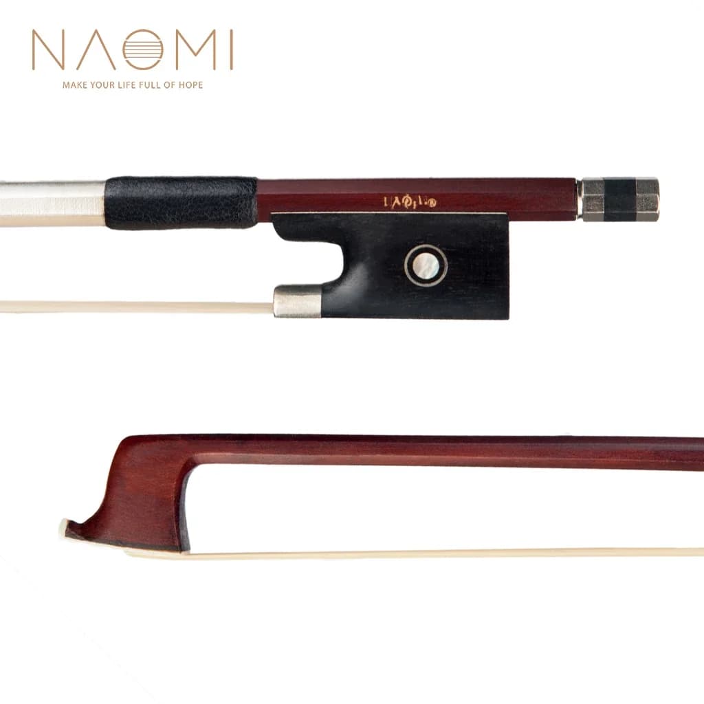 NAOMI 4/4 Violin Bow Brazilwood Bow Octagonal Stick White Mongolia Horsehair Ebony Frog W/ Paris Eye Inlay