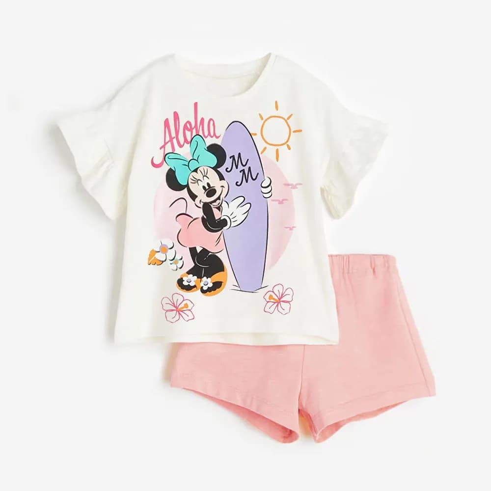 2PCS Summer Minnie Baby Girls Clothes Sets Infant Top T-shirts + Shorts Toddler Kids Outfits For 1-6T Baby Sets