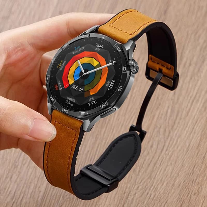 Leather Silicone Strap For Huawei Watch GT 5 46mm 41mm Sports Band Magnetic Leather Watchband For Huawei GT5 Pro GT4 GT3 GT2 2e