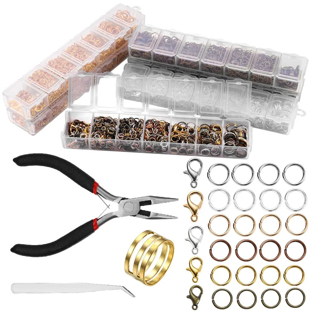 1353Pcs/Set Alloy Lobster Clasp Jump Rings Needle Nose Pliers Tweezers Open Ring Jewelry Accessories Kit for DIY Jewelry Making
