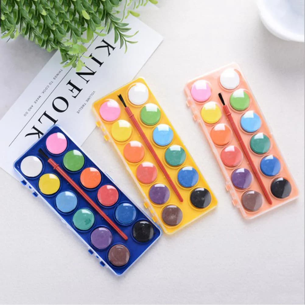 12 Color Small Size Fundamental Watercolor Pan Set Watercolor Artist Set Watercolor Painting Kit for Artists Students Beginners