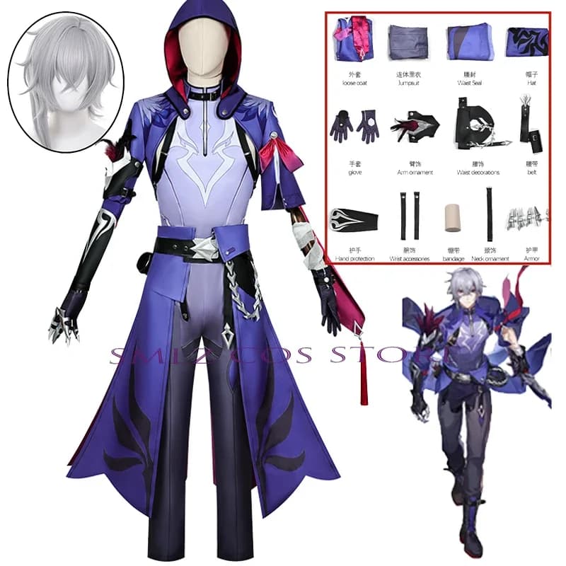Moze Cosplay Game Honkai Star Rail Costume Moze Uniform Hat Wig Prop Set Halloween Carnival Party Role Play Outift for Men