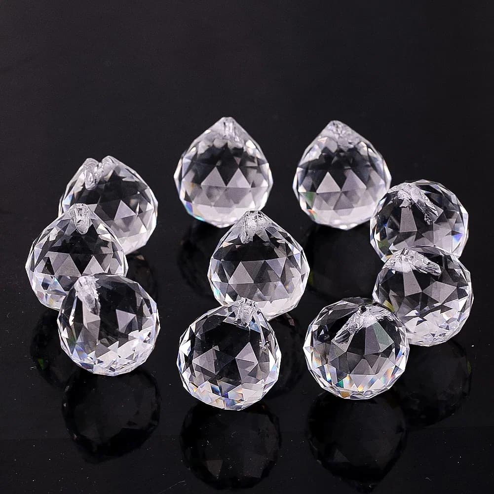 20MM Crystal Clear Lighting Ball Pendant Glass Beads Diy Handmade Loose Bead Jewelry Sun Catcher Chandelier Accessories