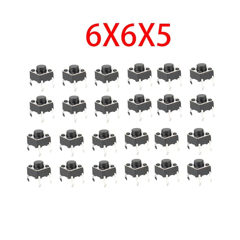100pcs/lot Mini Micro Momentary Tactile Push Button Switch 6*6*5mm 4 Pin ON/OFF Keys Button DIP 6x6x5mm