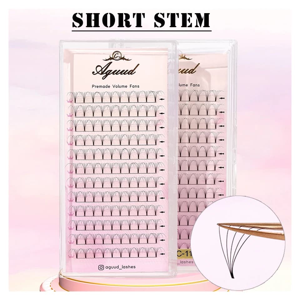 Premade Fans Short Stem Eyelash Extensions Ready Made Pointy Base Lash 3D 4D 5D 6D False Lashes Cluster Russian Volume Eyelashes