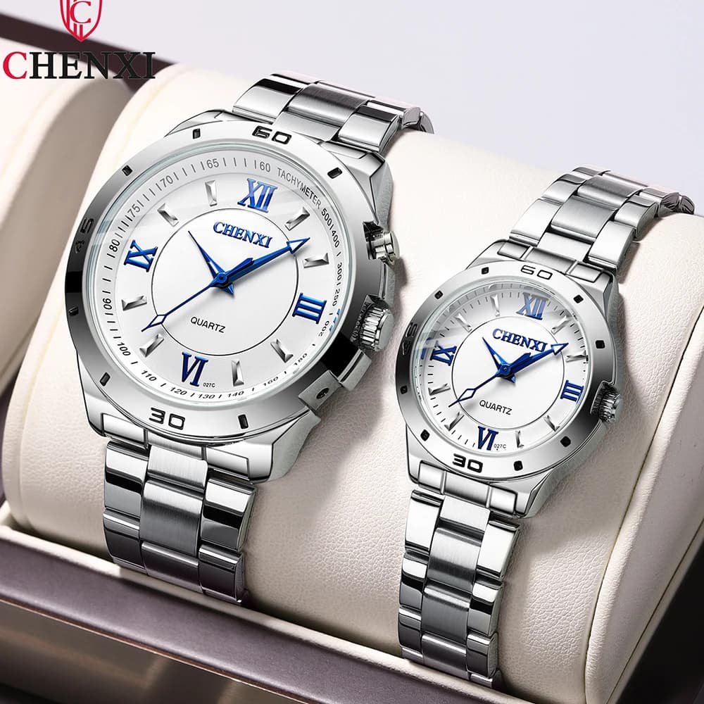 CHENXI Watches for Men Stainless Steel Silver Quartz Wristwatches Fashion Clock Women Casual Business Couple Watch