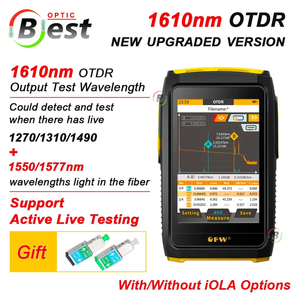 Upgraded OFW Mini OTDR Active Live Fiber Tester 1610nm 20dB Optical Reflector Reflectometer Touch Screen OPM VFL Event Map