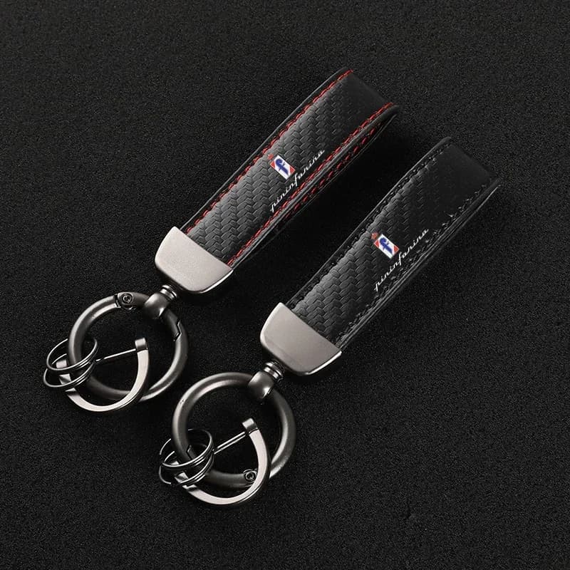 New Car Keychain Buckle Jewelry carbon fiber Leather Keychain for Pininfarina car accessories