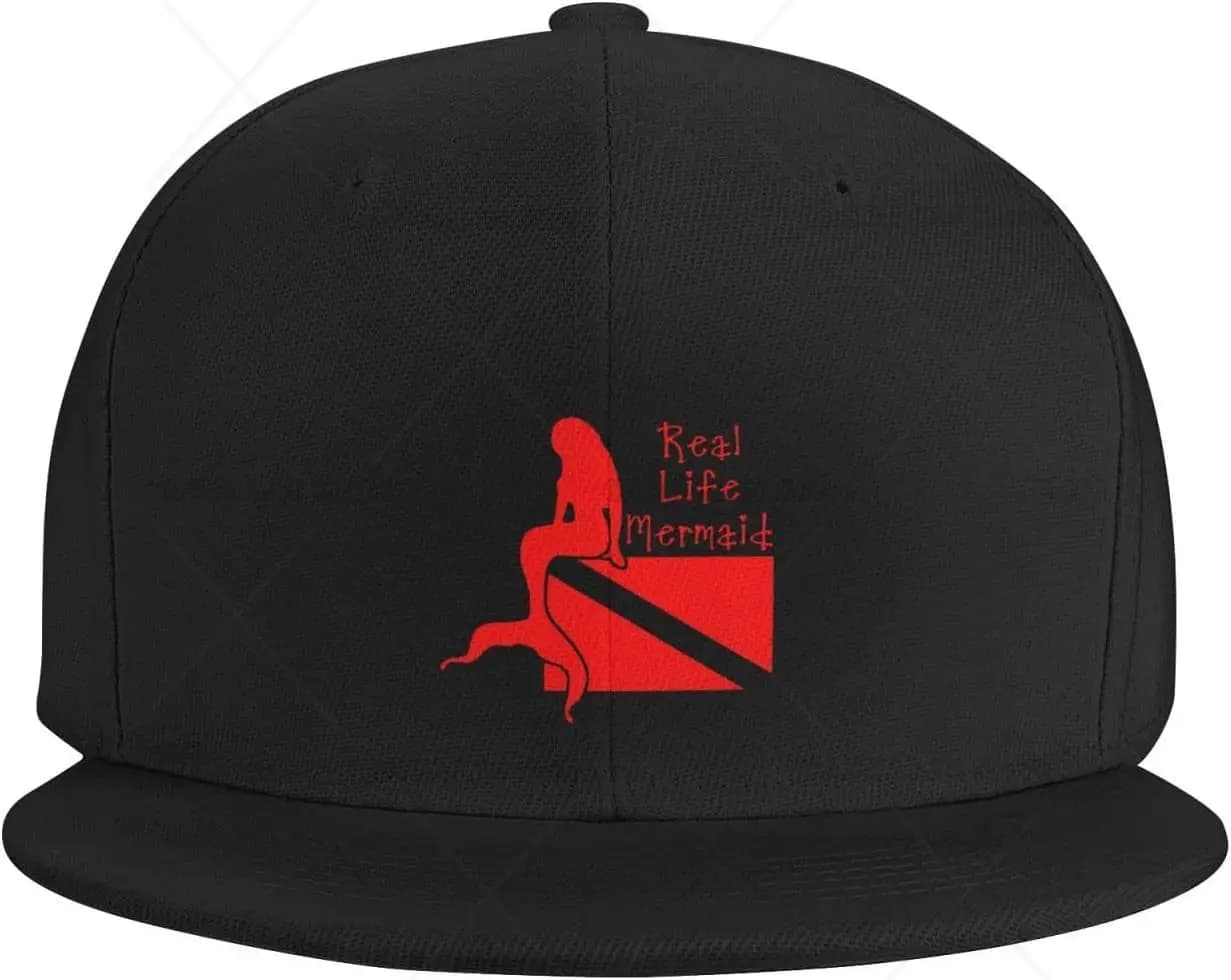 Snapback Hat Real Life Mermaid Scuba Diver Trucker Hat Hip Hop Classic Plaid Flat Baseball Cap Black