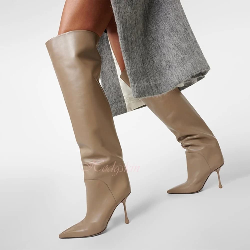Pointy Toe Trouser Boots Strange Style High Heels Solid Over The Knee Boots Slip On Women Autumn Shoes New Fashion Party Dress