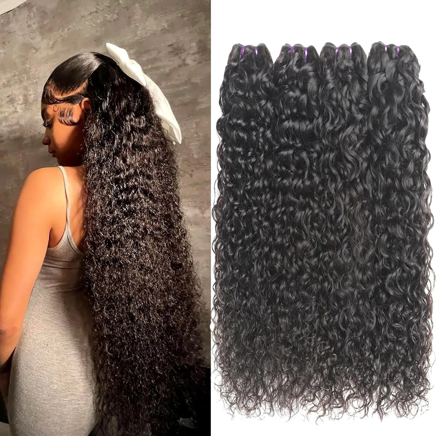 Water Wave Bundles 10A Peruvian 100% Human Hair Bundles 1 3 4 Bundles Deal Wet And Wavy Curly Hair Extensions
