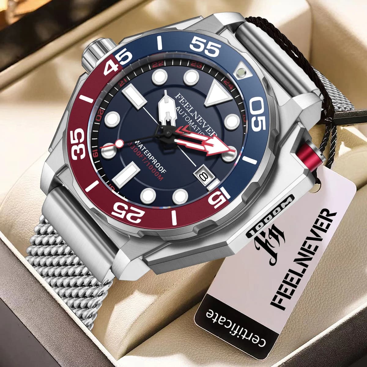 FeelNever New Top brand Men Luxury Watch 1000m Waterproof BGW9 Super luminous relogios masculinos Automatic Mechanical Watches