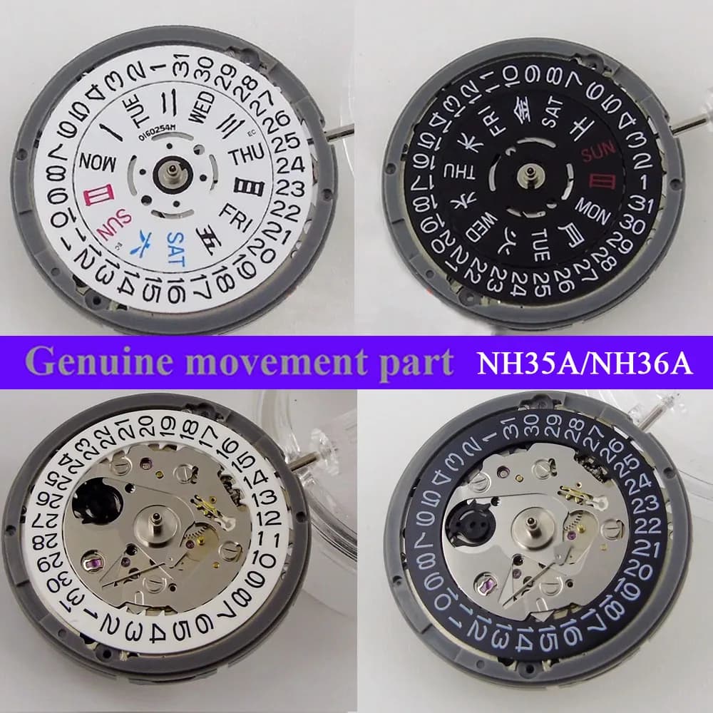 Replacement 24 JEWELS Mechanical Automatic NH35ANH34AMovement GMT Watch Movement White Black High Accuracy