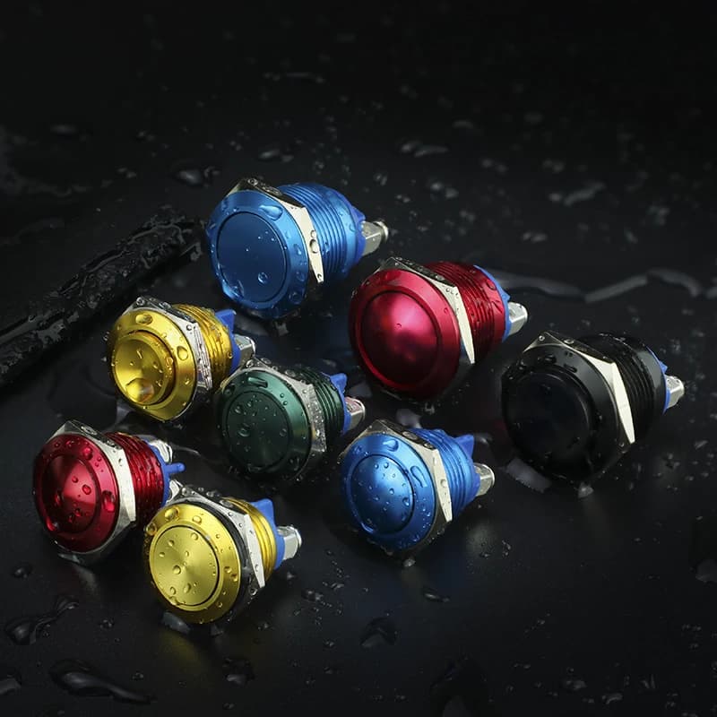 YZWM 19mm Metal Button Switch Access Control Switch Spherical High Head Flat Arc Circle Start Self Reset Switch Screw Bottom