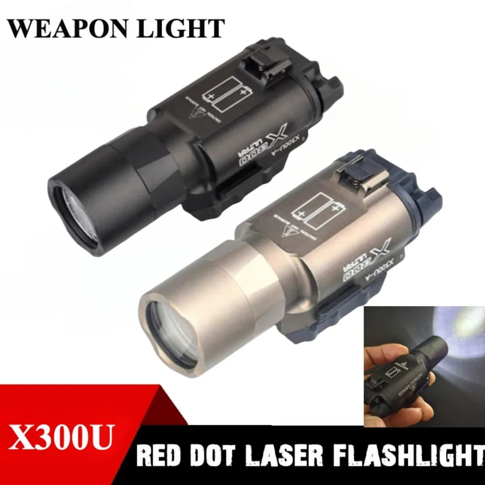 Tactical Surefir X300U Tactical Flashlight Metal Pistol Scout Light Airsoft Weapon Gun Light Hunting Accessories Fit 20MM Rail