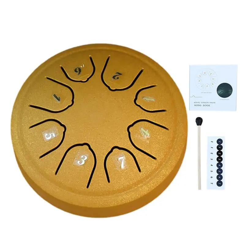 Tongue Drum Buddha Mini Drum 4.5 Inch Music Book & Drumsticks 8 Notes Pleasant Sound C Key Mini Steel Tongue Drum Handpan