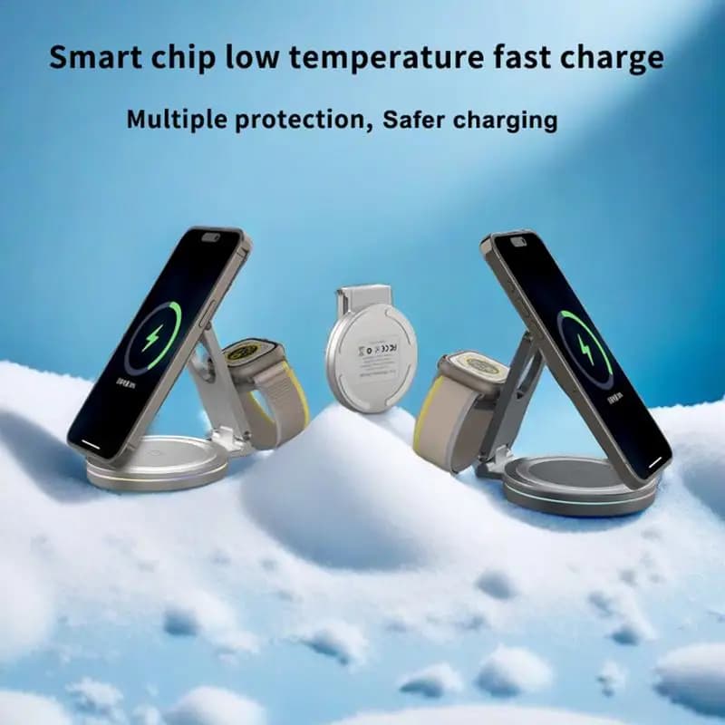 Charger Stand Anti-Skid Magnetic Charger Charging Dock Bedside Multifunctional Phone Stand With 360 Zinc Alloy Rotation For