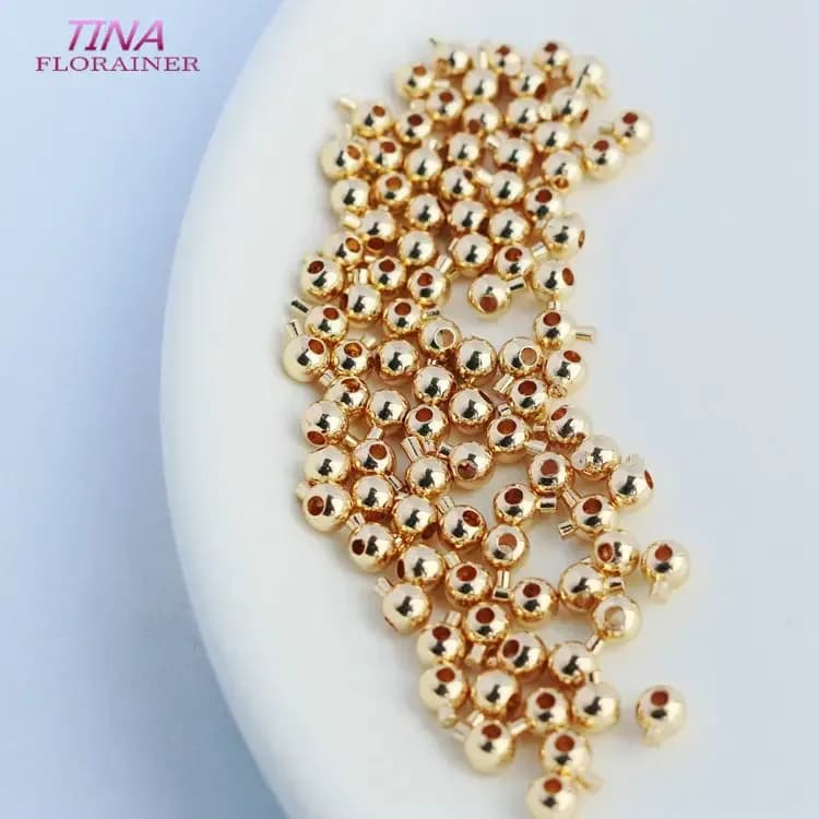 10PCS 3.5MM Jewelry Making Supplies 14k Gold Color Plated Crimp End Beads DIY Bracelet Stopper Beads Closures For Jewelry