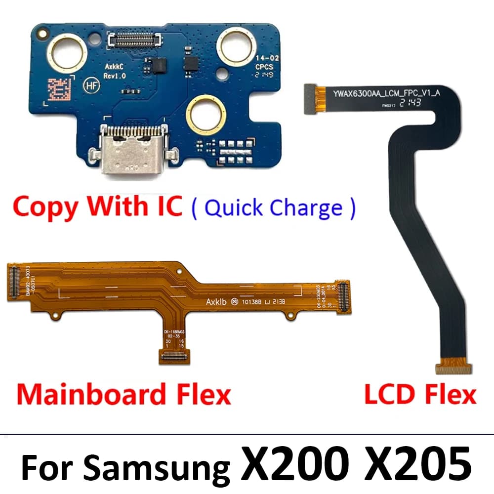 New For Samsung Tab A8 10.5 2021 X200 X205 Dock Connector Micro USB Charger Charging Port Microphone Main LCD Board Flex Cable